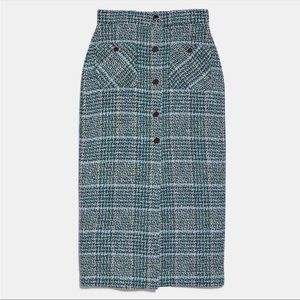 Zara Tweed Pencil MIDI Skirt